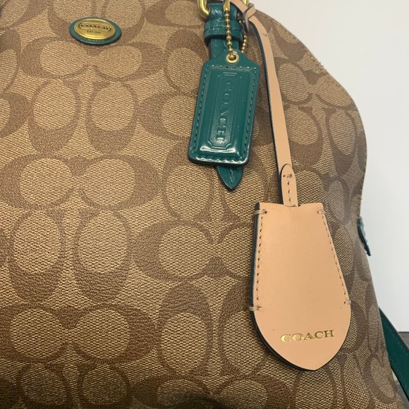 Coach Khaki Peyton Signature Cora Domed Satchel - Picture 2 of 8